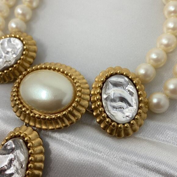 Yves Saint Laurent Vintage Faux Pearl Necklace – Statement Costume Jewelry YSL - Picture 10 of 11